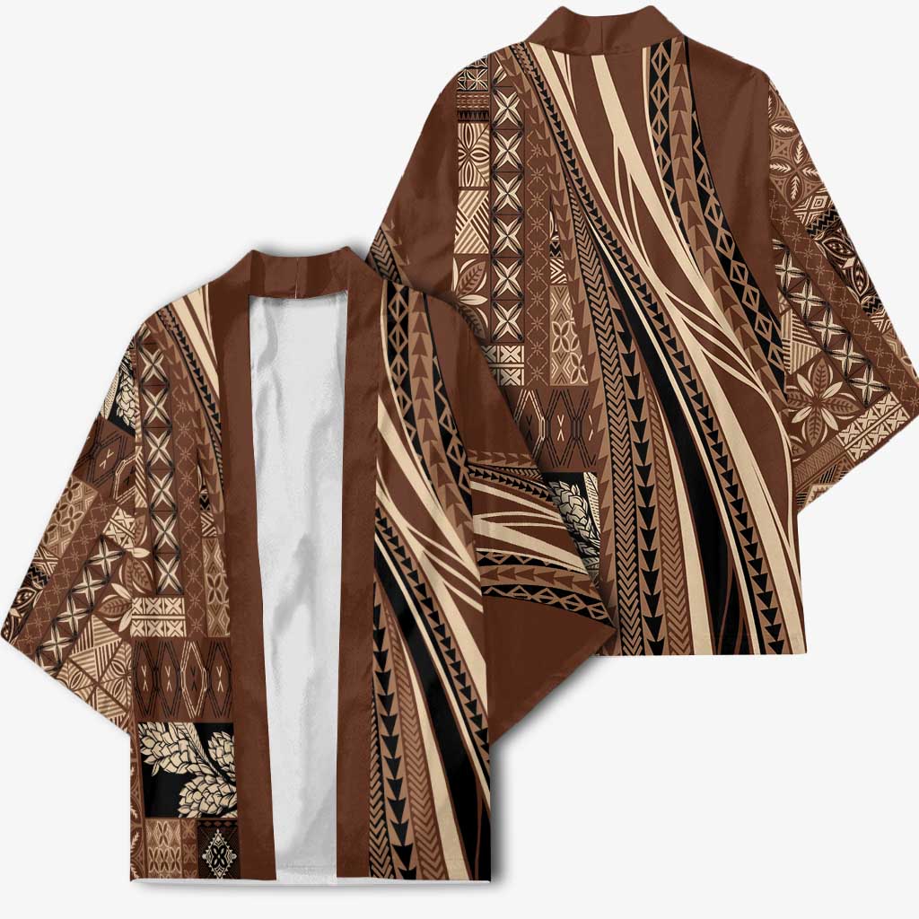 Pasifika Women's Day - Samoa Siapo Malu Tattoo Inspired Kimono Brown