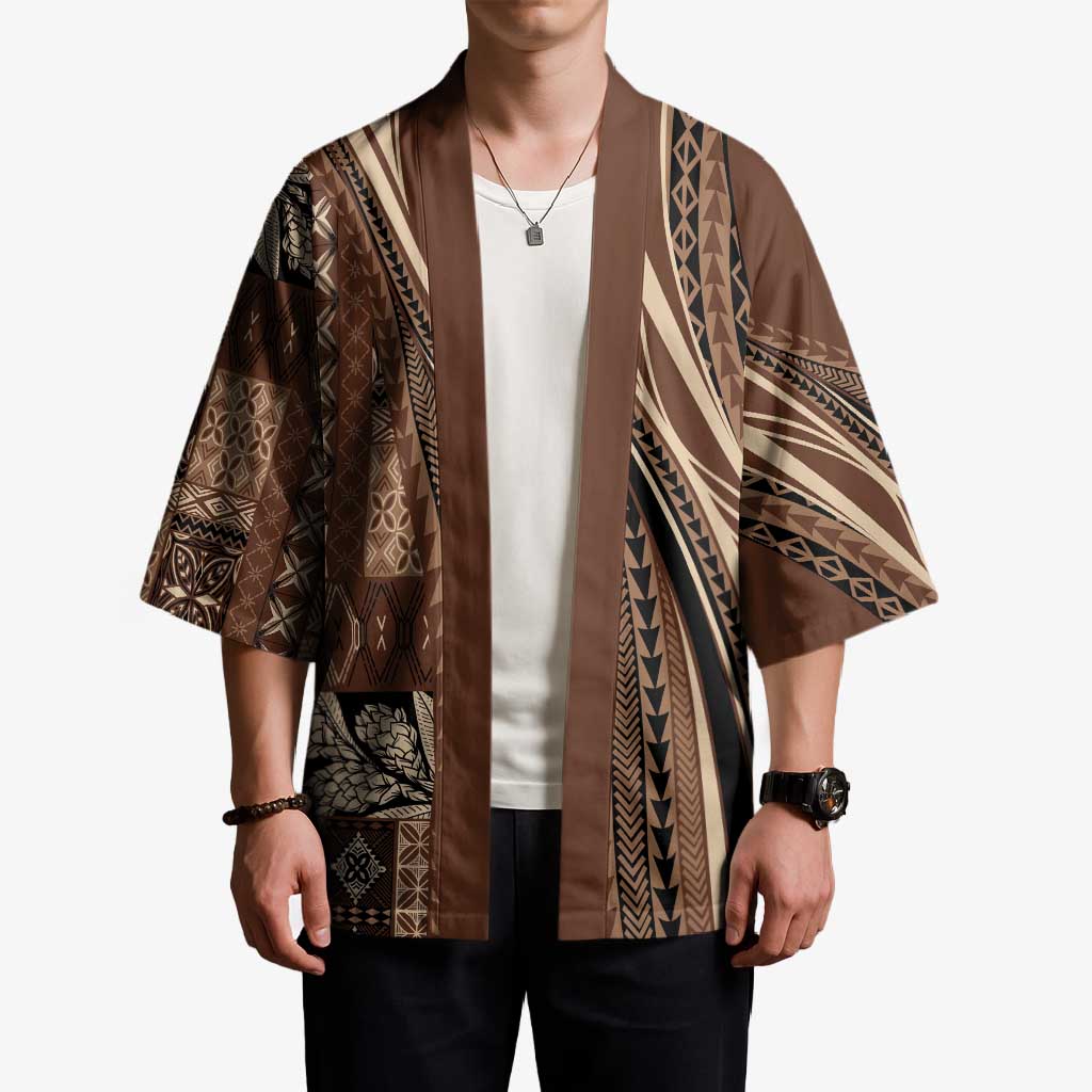 Pasifika Women's Day - Samoa Siapo Malu Tattoo Inspired Kimono Brown