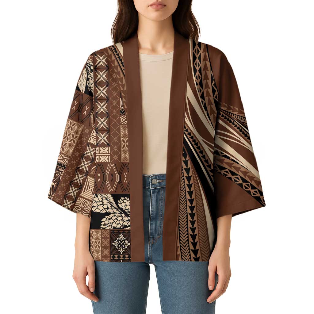 Pasifika Women's Day - Samoa Siapo Malu Tattoo Inspired Kimono Brown