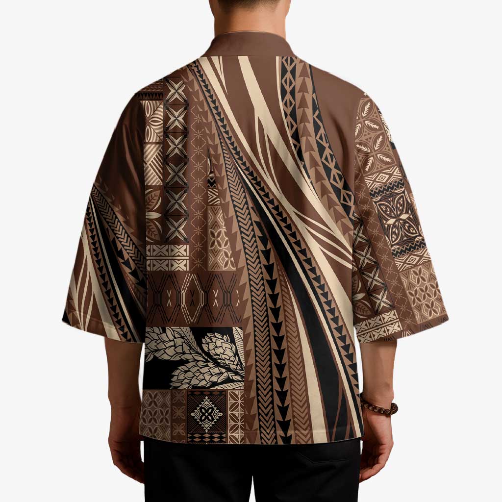 Pasifika Women's Day - Samoa Siapo Malu Tattoo Inspired Kimono Brown