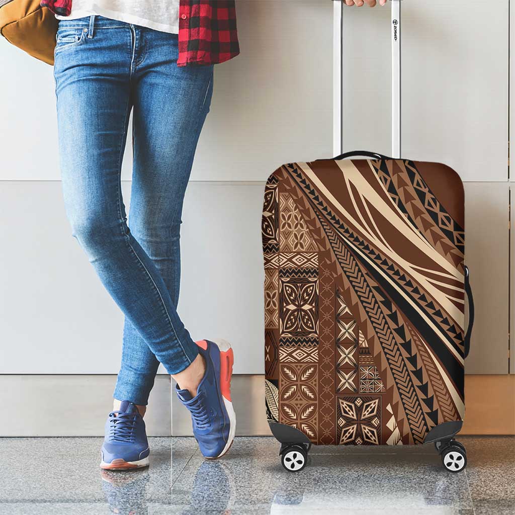 Pasifika Women's Day - Samoa Siapo Malu Tattoo Inspired Luggage Cover Brown LT7 - Polynesian Pride