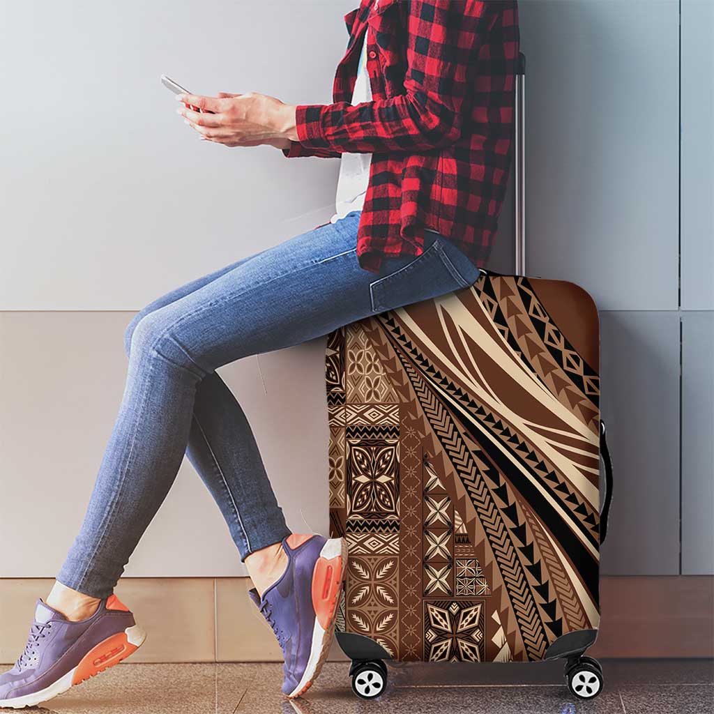 Pasifika Women's Day - Samoa Siapo Malu Tattoo Inspired Luggage Cover Brown LT7 - Polynesian Pride