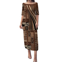 Pasifika Women's Day - Samoa Siapo Malu Tattoo Inspired Puletasi Brown