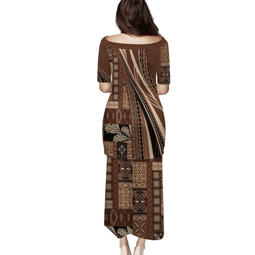 Pasifika Women's Day - Samoa Siapo Malu Tattoo Inspired Puletasi Brown
