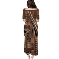 Pasifika Women's Day - Samoa Siapo Malu Tattoo Inspired Puletasi Brown