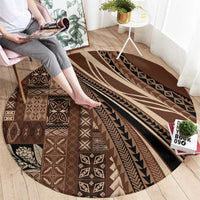 Pasifika Women's Day - Samoa Siapo Malu Tattoo Inspired Round Carpet Brown