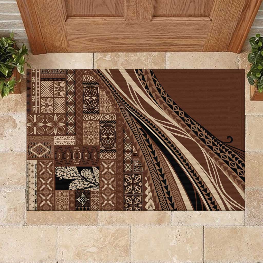 Pasifika Women's Day - Samoa Siapo Malu Tattoo Inspired Rubber Doormat Brown