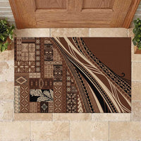 Pasifika Women's Day - Samoa Siapo Malu Tattoo Inspired Rubber Doormat Brown