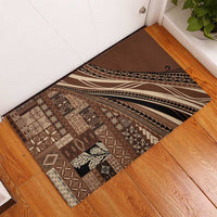 Pasifika Women's Day - Samoa Siapo Malu Tattoo Inspired Rubber Doormat Brown