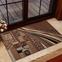 Pasifika Women's Day - Samoa Siapo Malu Tattoo Inspired Rubber Doormat Brown