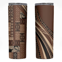 Pasifika Women's Day - Samoa Siapo Malu Tattoo Inspired Skinny Tumbler Brown LT7 Brown - Polynesian Pride