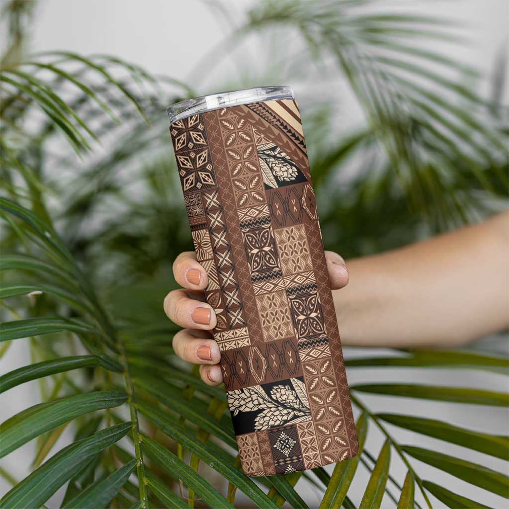 Pasifika Women's Day - Samoa Siapo Malu Tattoo Inspired Skinny Tumbler Brown LT7 - Polynesian Pride