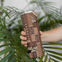 Pasifika Women's Day - Samoa Siapo Malu Tattoo Inspired Skinny Tumbler Brown LT7 - Polynesian Pride