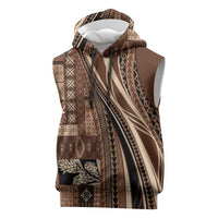 Pasifika Women's Day - Samoa Siapo Malu Tattoo Inspired Sleeveless Hoodie Brown