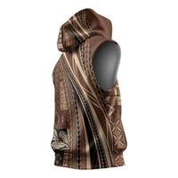 Pasifika Women's Day - Samoa Siapo Malu Tattoo Inspired Sleeveless Hoodie Brown