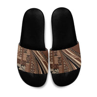 Pasifika Women's Day - Samoa Siapo Malu Tattoo Inspired Slide Sandals Brown
