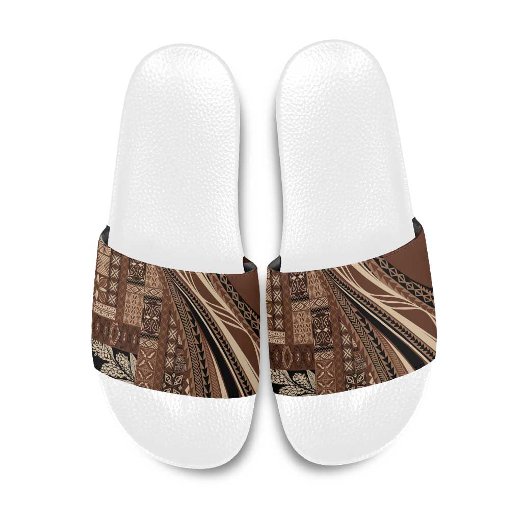 Pasifika Women's Day - Samoa Siapo Malu Tattoo Inspired Slide Sandals Brown