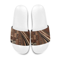 Pasifika Women's Day - Samoa Siapo Malu Tattoo Inspired Slide Sandals Brown