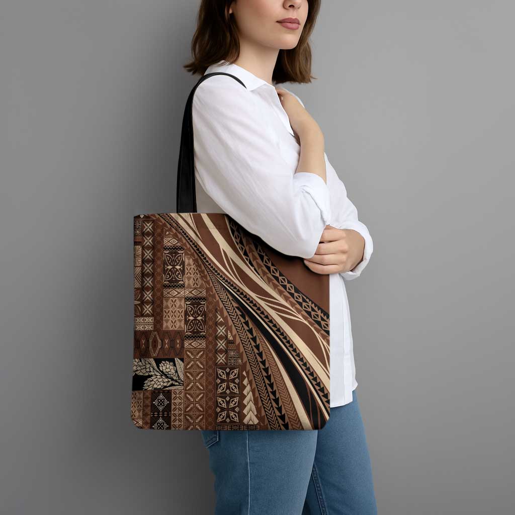 Pasifika Women's Day - Samoa Siapo Malu Tattoo Inspired Tote Bag Brown