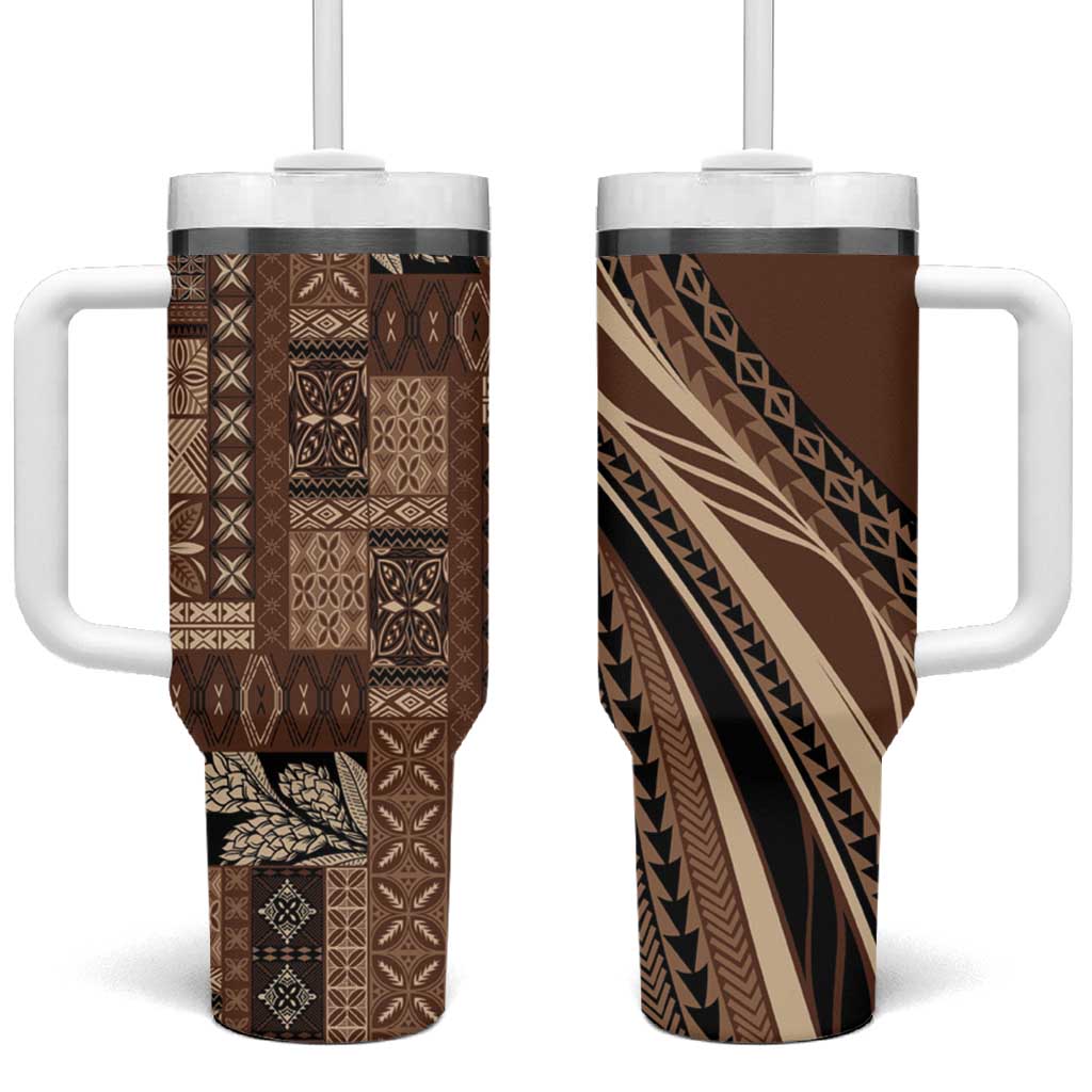 Pasifika Women's Day - Samoa Siapo Malu Tattoo Inspired Tumbler With Handle Brown