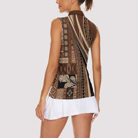 Pasifika Women's Day - Samoa Siapo Malu Tattoo Inspired Women Sleeveless Polo Shirt Brown LT7 - Polynesian Pride