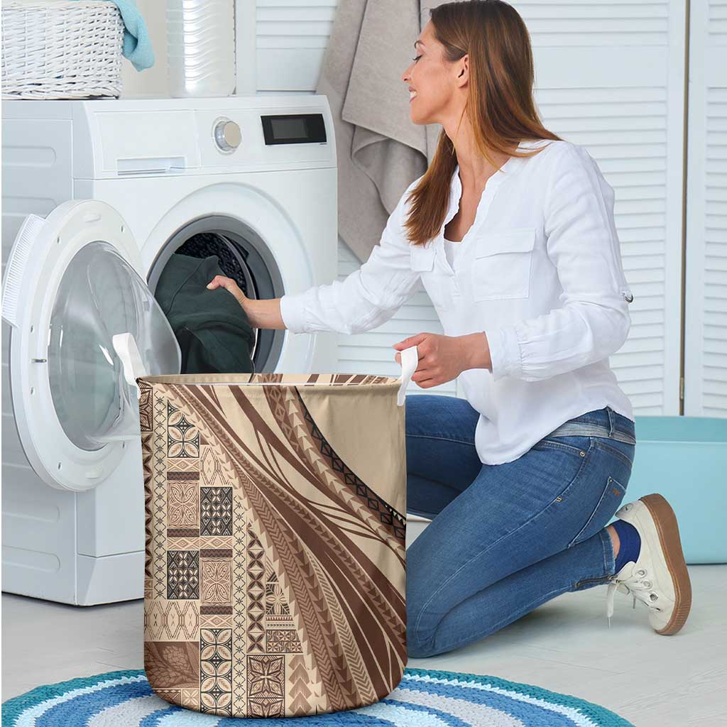 Pasifika Women's Day - Samoa Siapo Malu Tattoo Inspired Laundry Basket Beige