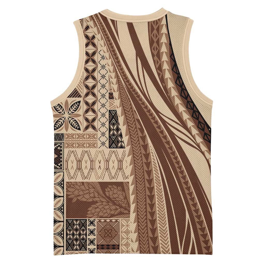 Pasifika Women's Day - Samoa Siapo Malu Tattoo Inspired Basketball Jersey Beige