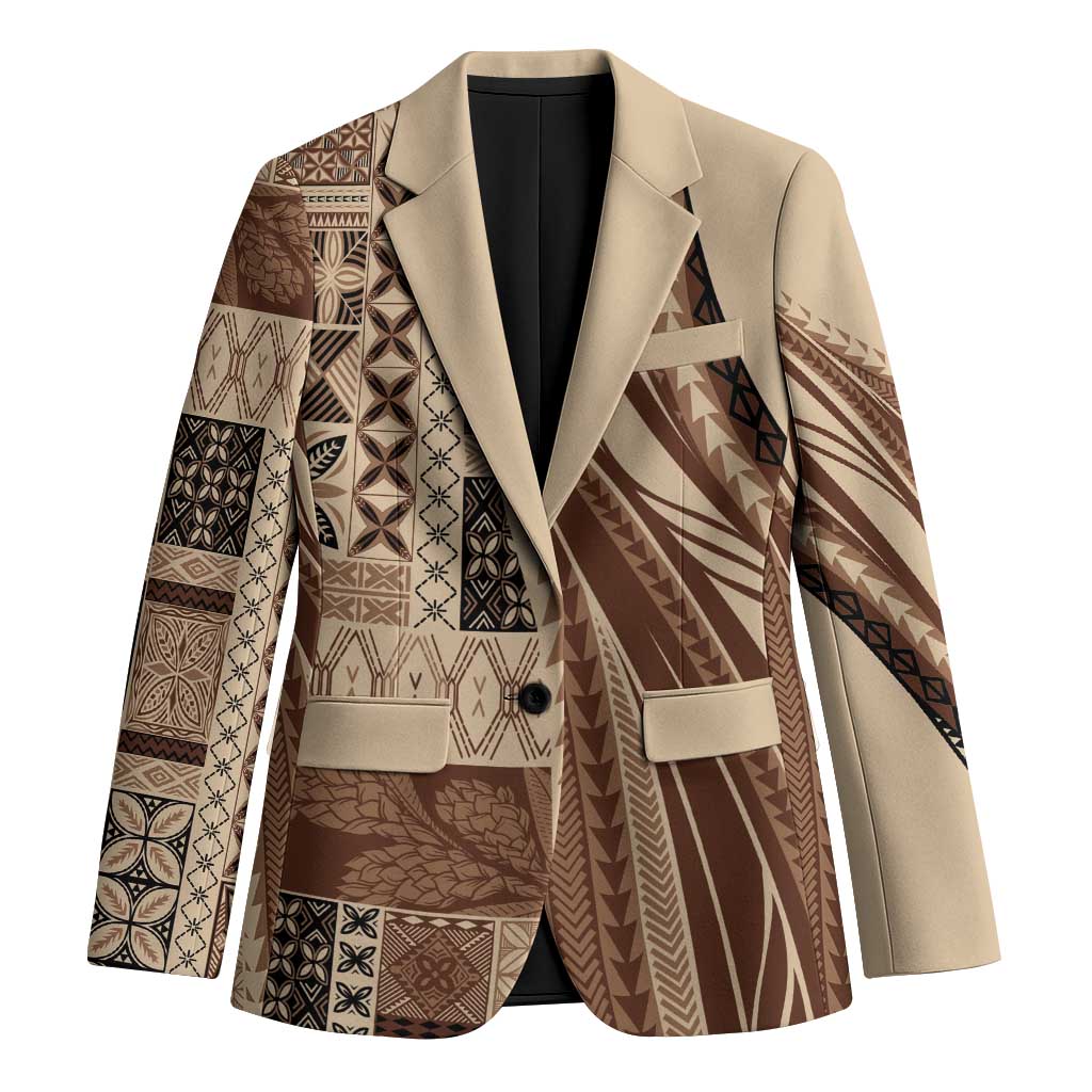 Pasifika Women's Day - Samoa Siapo Malu Tattoo Inspired Blazer Beige