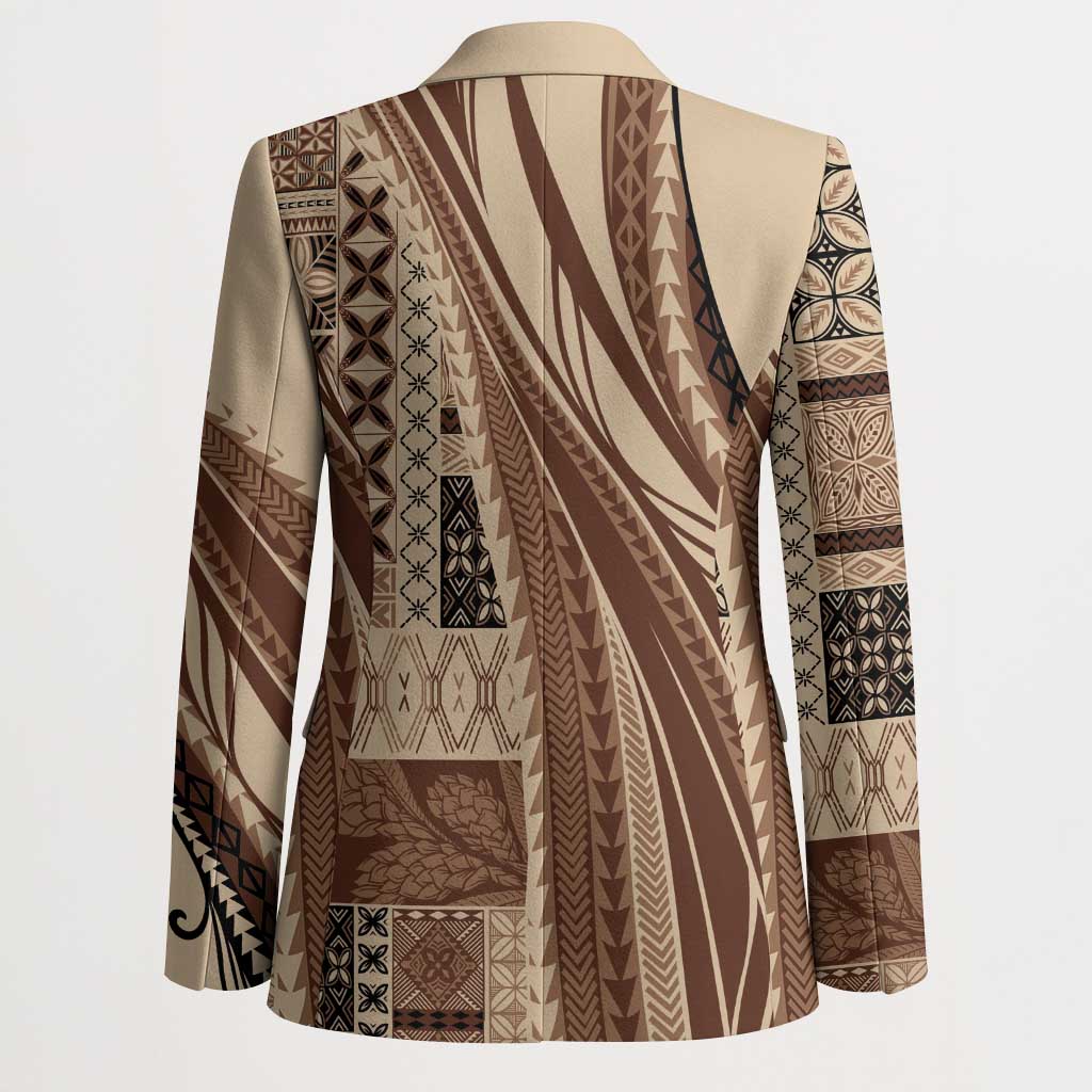 Pasifika Women's Day - Samoa Siapo Malu Tattoo Inspired Blazer Beige