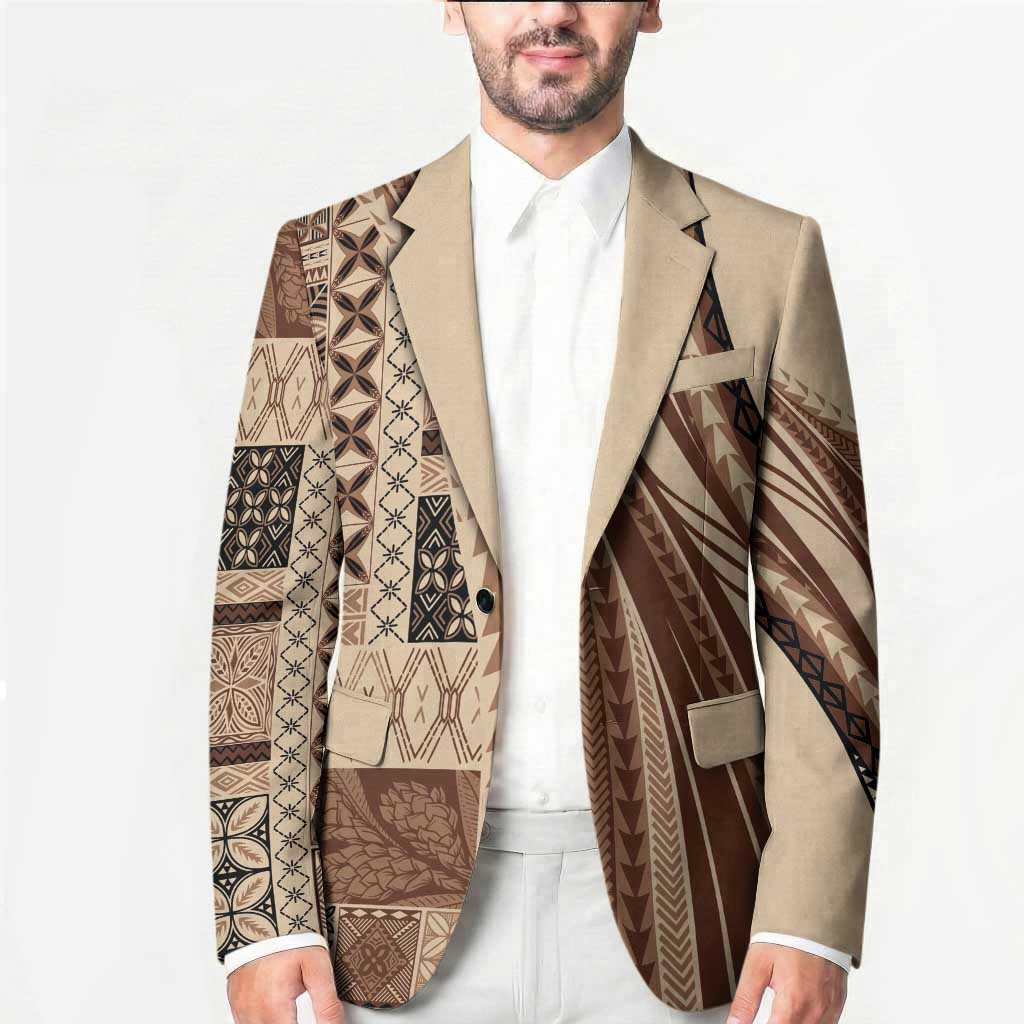 Pasifika Women's Day - Samoa Siapo Malu Tattoo Inspired Blazer Beige