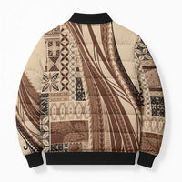 Pasifika Women's Day - Samoa Siapo Malu Tattoo Inspired Bomber Puffer Jacket Beige