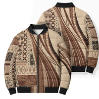 Pasifika Women's Day - Samoa Siapo Malu Tattoo Inspired Bomber Puffer Jacket Beige