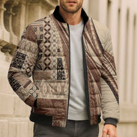 Pasifika Women's Day - Samoa Siapo Malu Tattoo Inspired Bomber Puffer Jacket Beige