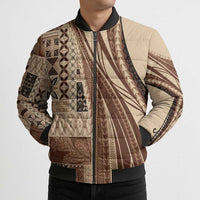 Pasifika Women's Day - Samoa Siapo Malu Tattoo Inspired Bomber Puffer Jacket Beige