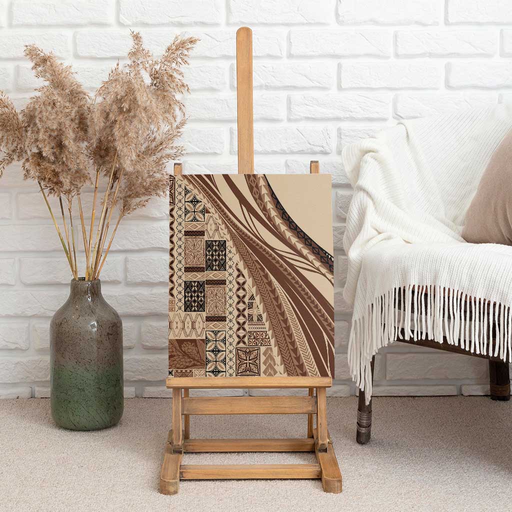 Pasifika Women's Day - Samoa Siapo Malu Tattoo Inspired Canvas Wall Art Beige