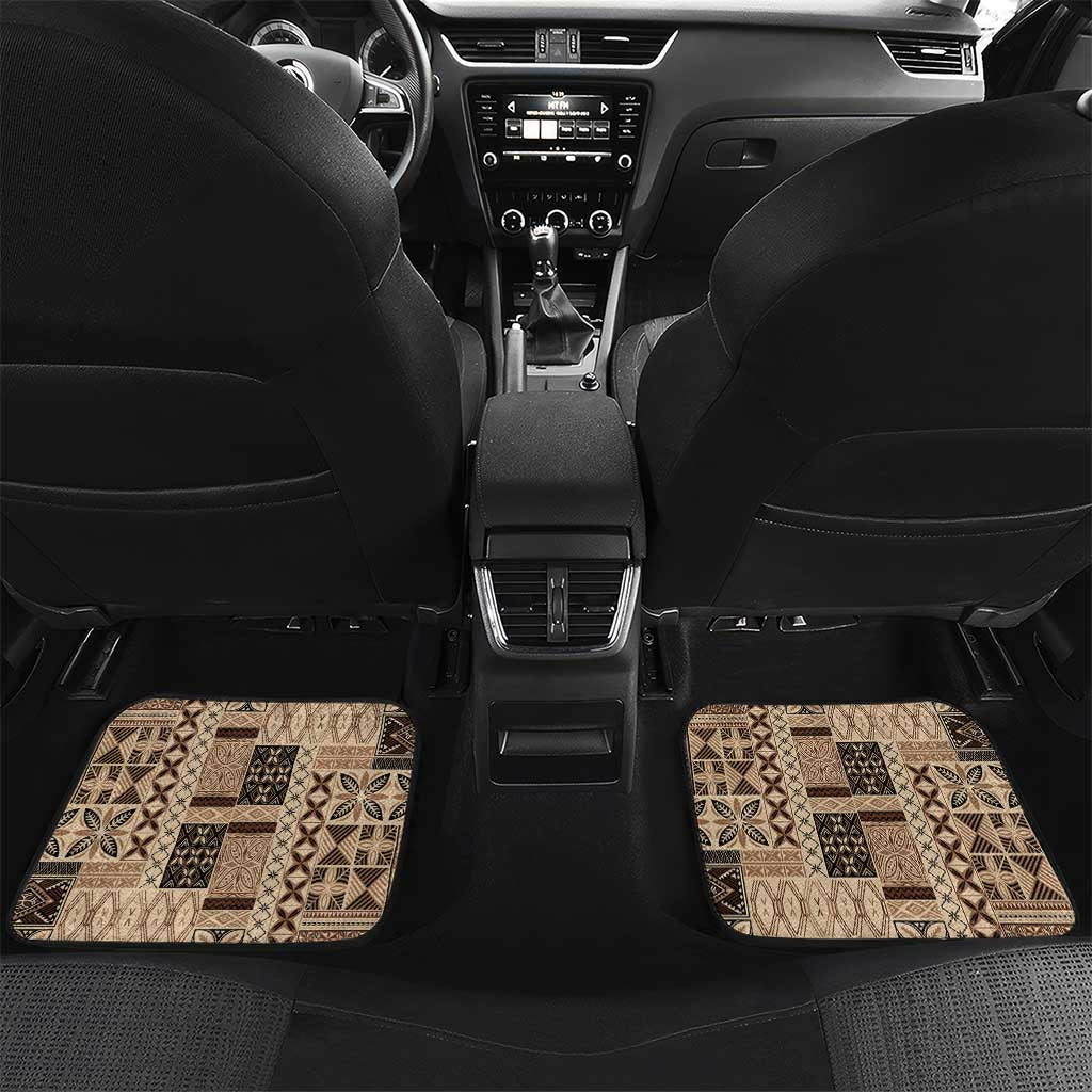 Pasifika Women's Day - Samoa Siapo Malu Tattoo Inspired Car Mats Beige LT7 Set 2pcs - Back Beige - Polynesian Pride
