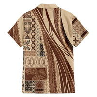 Pasifika Women's Day - Samoa Siapo Malu Tattoo Inspired Family Matching Long Sleeve Bodycon Dress and Hawaiian Shirt Beige LT7 - Polynesian Pride
