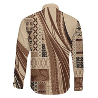Pasifika Women's Day - Samoa Siapo Malu Tattoo Inspired Family Matching Mermaid Dress and Hawaiian Shirt Beige