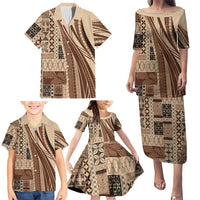 Pasifika Women's Day - Samoa Siapo Malu Tattoo Inspired Family Matching Puletasi and Hawaiian Shirt Beige LT7 - Polynesian Pride