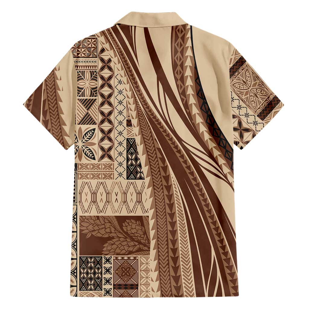 Pasifika Women's Day - Samoa Siapo Malu Tattoo Inspired Family Matching Summer Maxi Dress and Hawaiian Shirt Beige