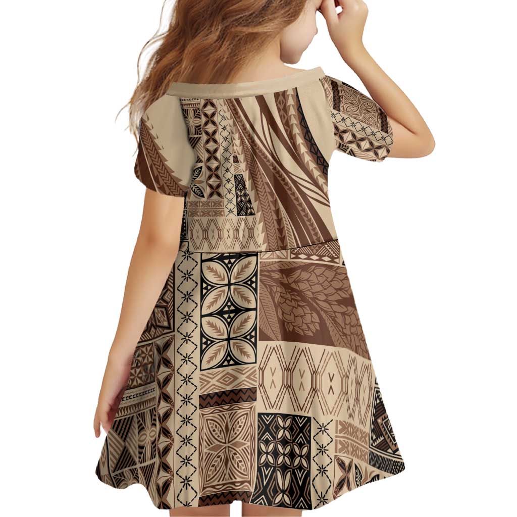 Pasifika Women's Day - Samoa Siapo Malu Tattoo Inspired Family Matching Tank Maxi Dress and Hawaiian Shirt Beige