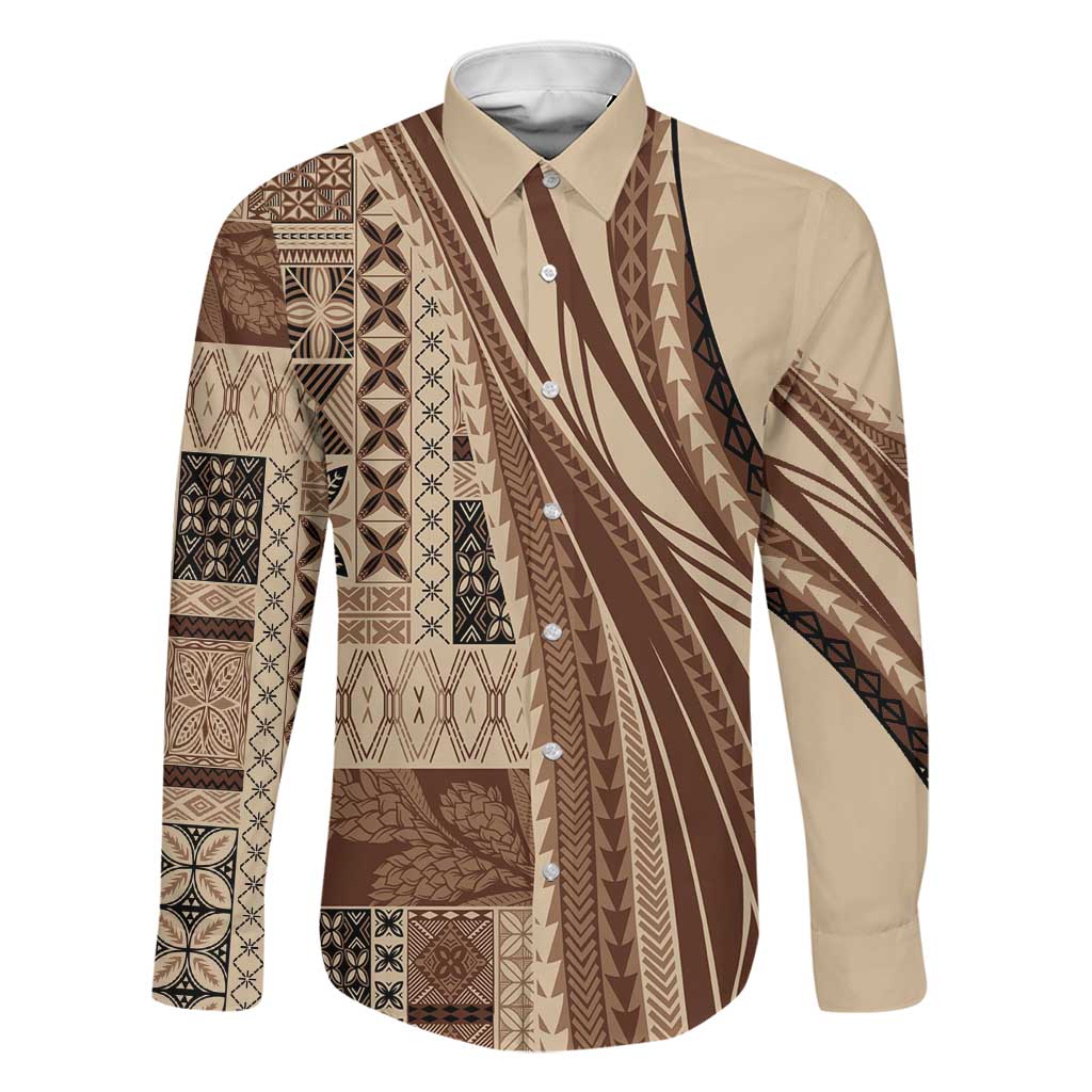 Pasifika Women's Day - Samoa Siapo Malu Tattoo Inspired Family Matching Tank Maxi Dress and Hawaiian Shirt Beige