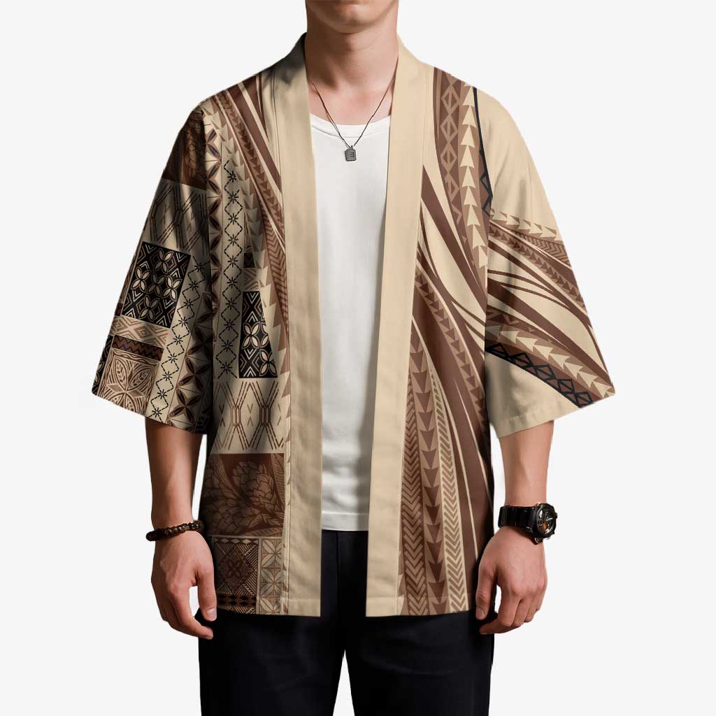 Pasifika Women's Day - Samoa Siapo Malu Tattoo Inspired Kimono Beige