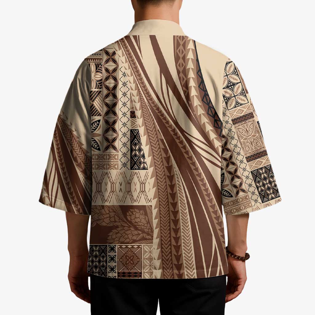 Pasifika Women's Day - Samoa Siapo Malu Tattoo Inspired Kimono Beige