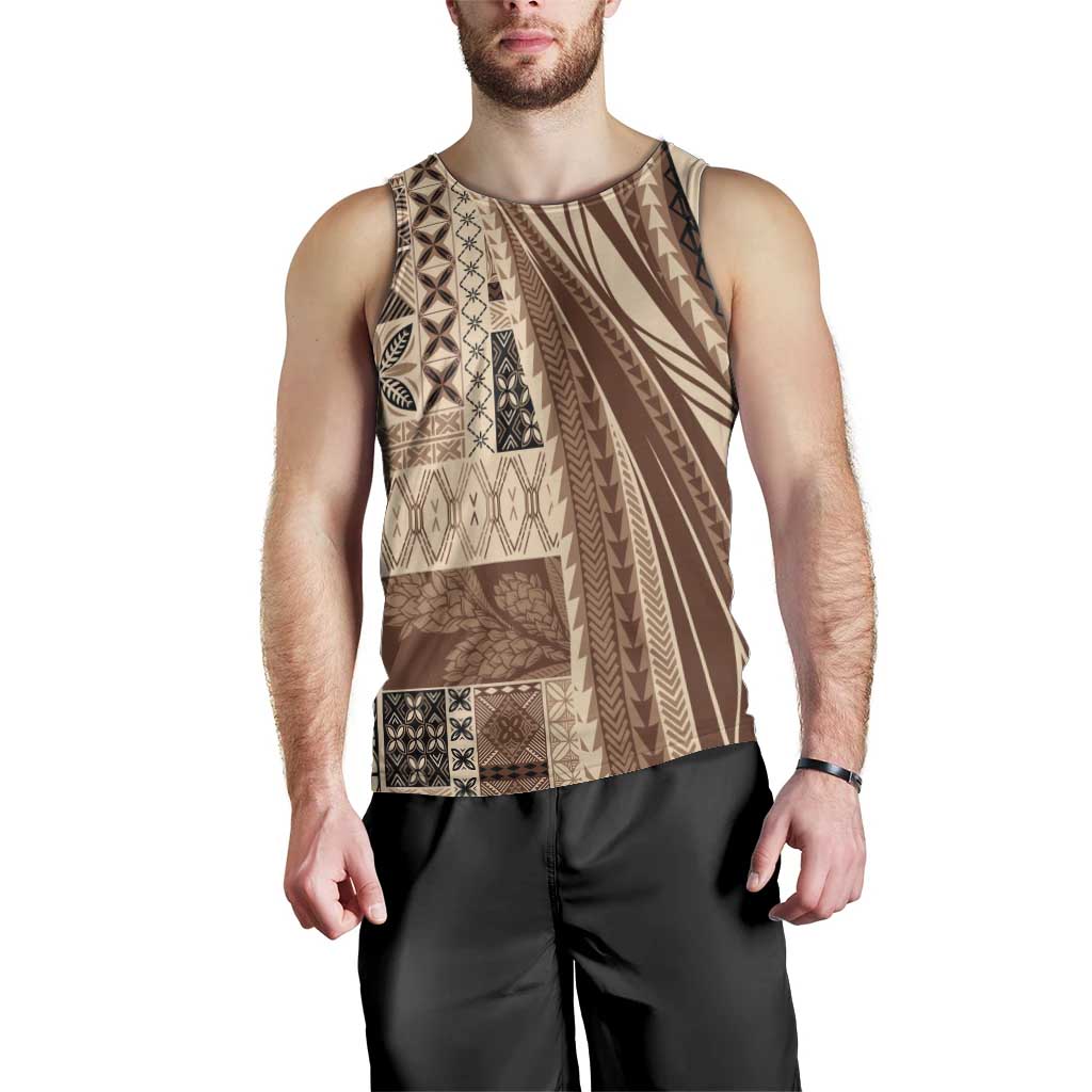 Pasifika Women's Day - Samoa Siapo Malu Tattoo Inspired Men Tank Top Beige LT7 - Polynesian Pride