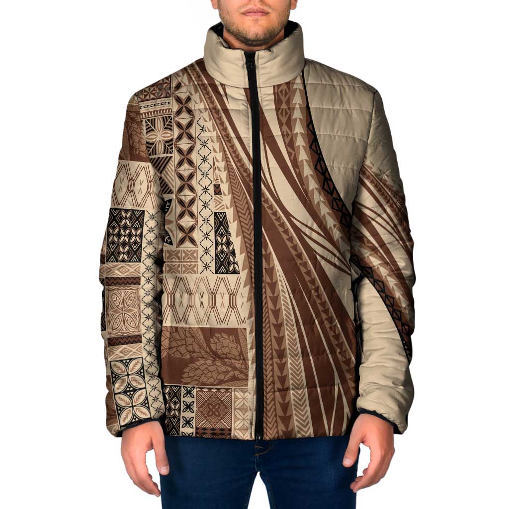Pasifika Women's Day - Samoa Siapo Malu Tattoo Inspired Padded Jacket Beige
