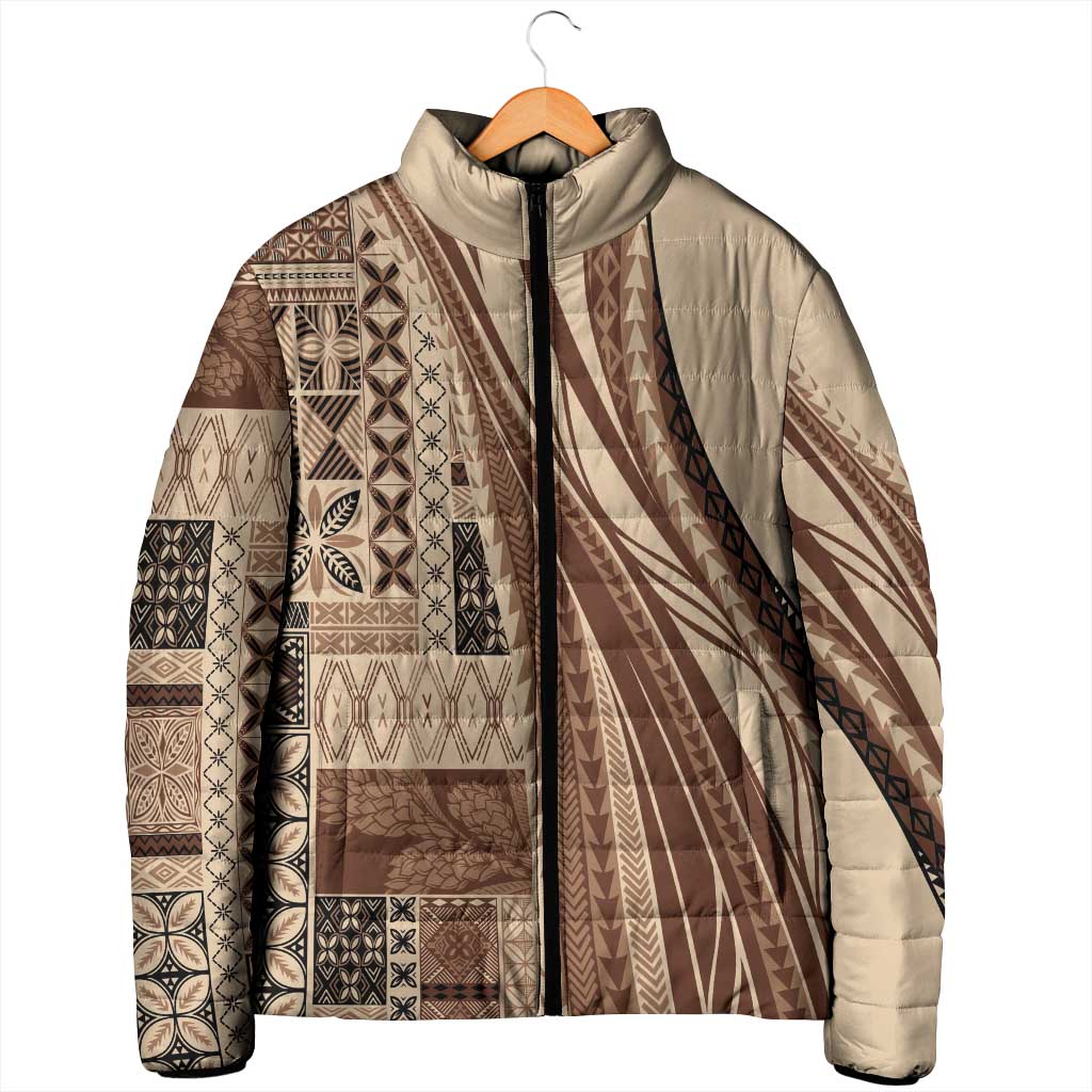 Pasifika Women's Day - Samoa Siapo Malu Tattoo Inspired Padded Jacket Beige