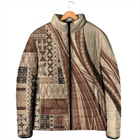 Pasifika Women's Day - Samoa Siapo Malu Tattoo Inspired Padded Jacket Beige