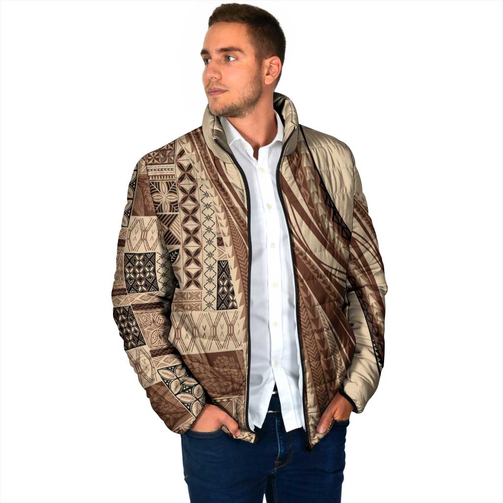 Pasifika Women's Day - Samoa Siapo Malu Tattoo Inspired Padded Jacket Beige