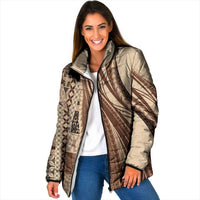Pasifika Women's Day - Samoa Siapo Malu Tattoo Inspired Padded Jacket Beige